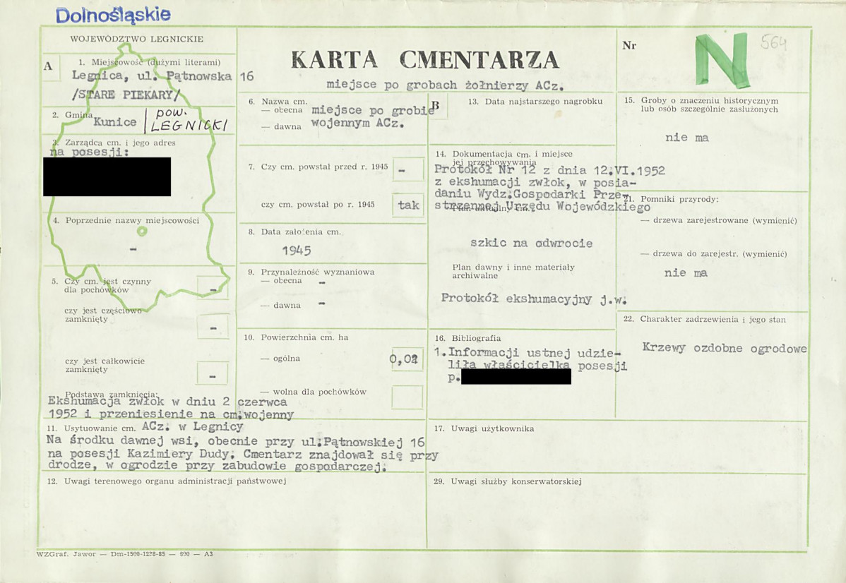 KC - Karta cmentarza, skan nr 1