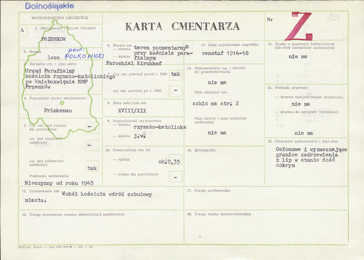 KC - Karta cmentarza, skan nr 1