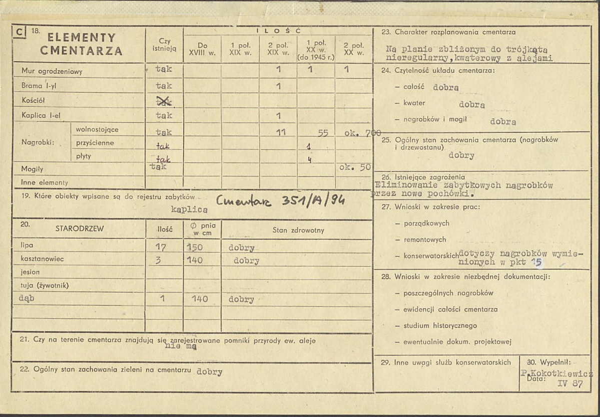KC - Karta cmentarza, skan nr 2