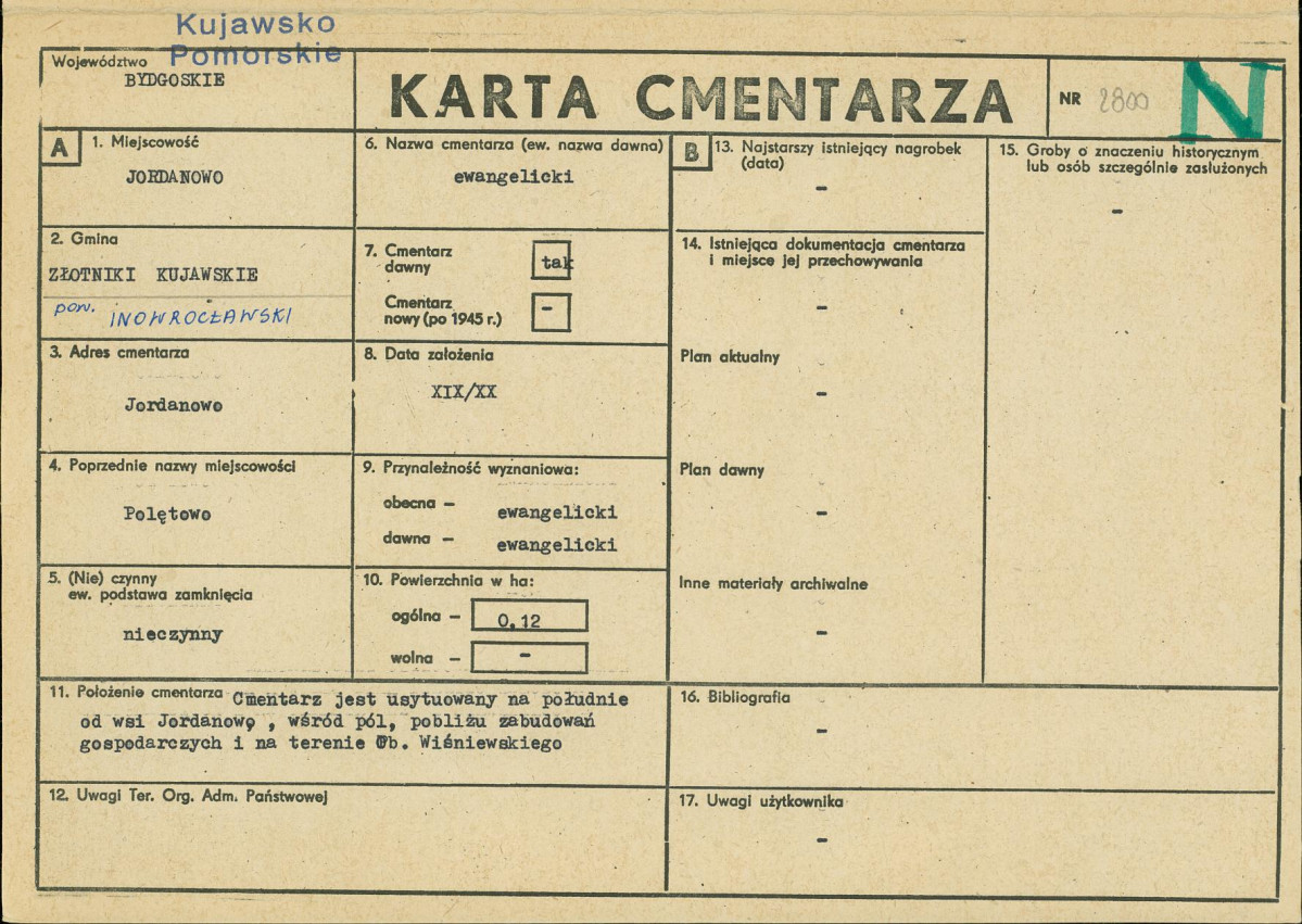 KC - Karta cmentarza, skan nr 1