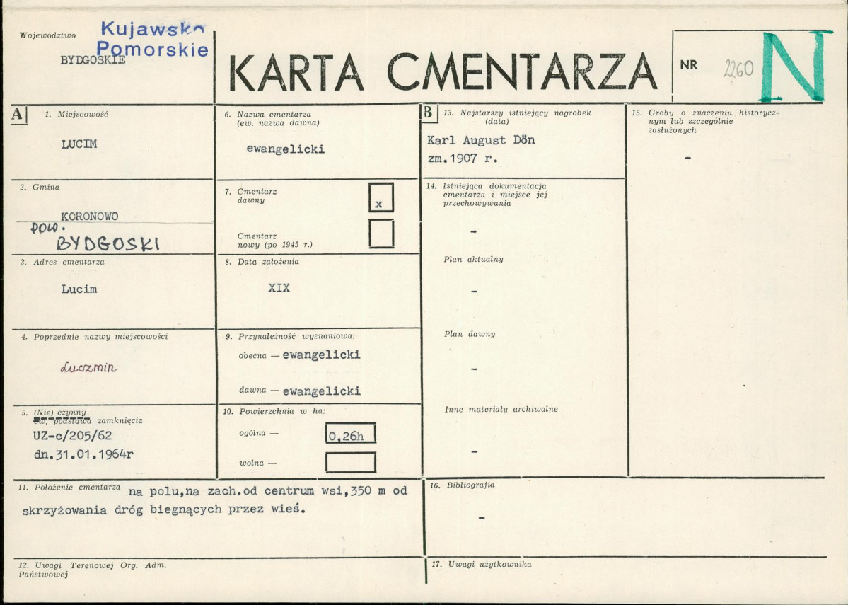KC - Karta cmentarza, skan nr 1