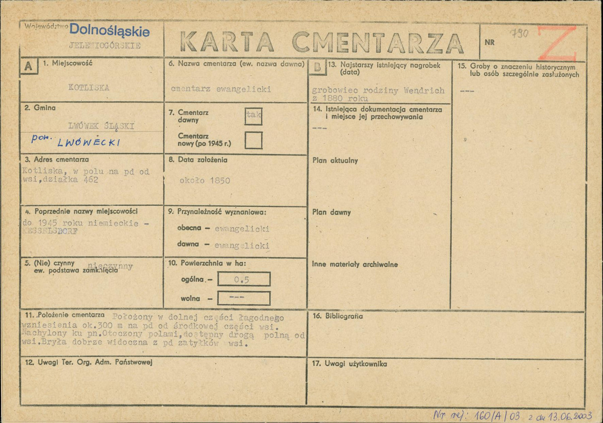 Karta cmentarza, skan nr 1