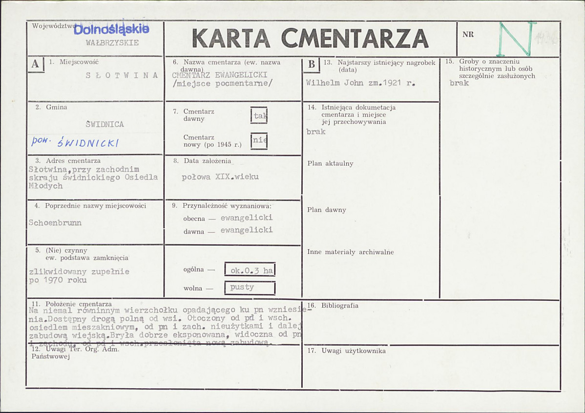 KC - Karta cmentarza, skan nr 1