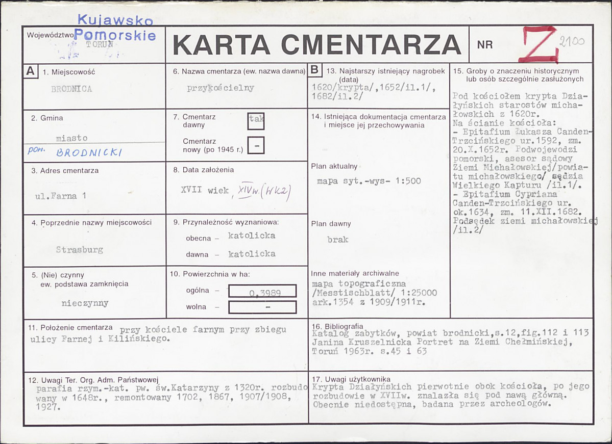 KC - Karta cmentarza, skan nr 1