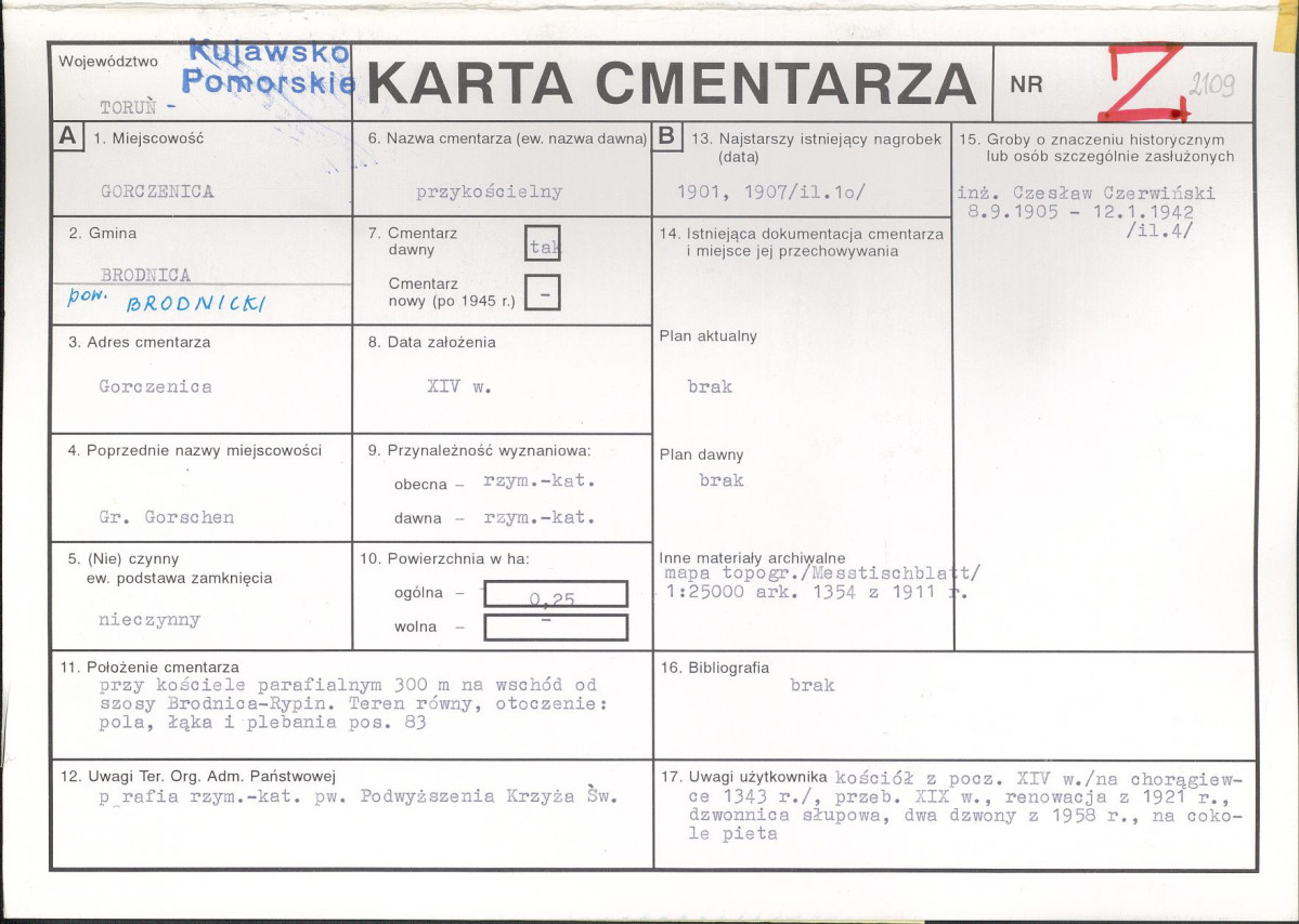 KC - Karta cmentarza, skan nr 1