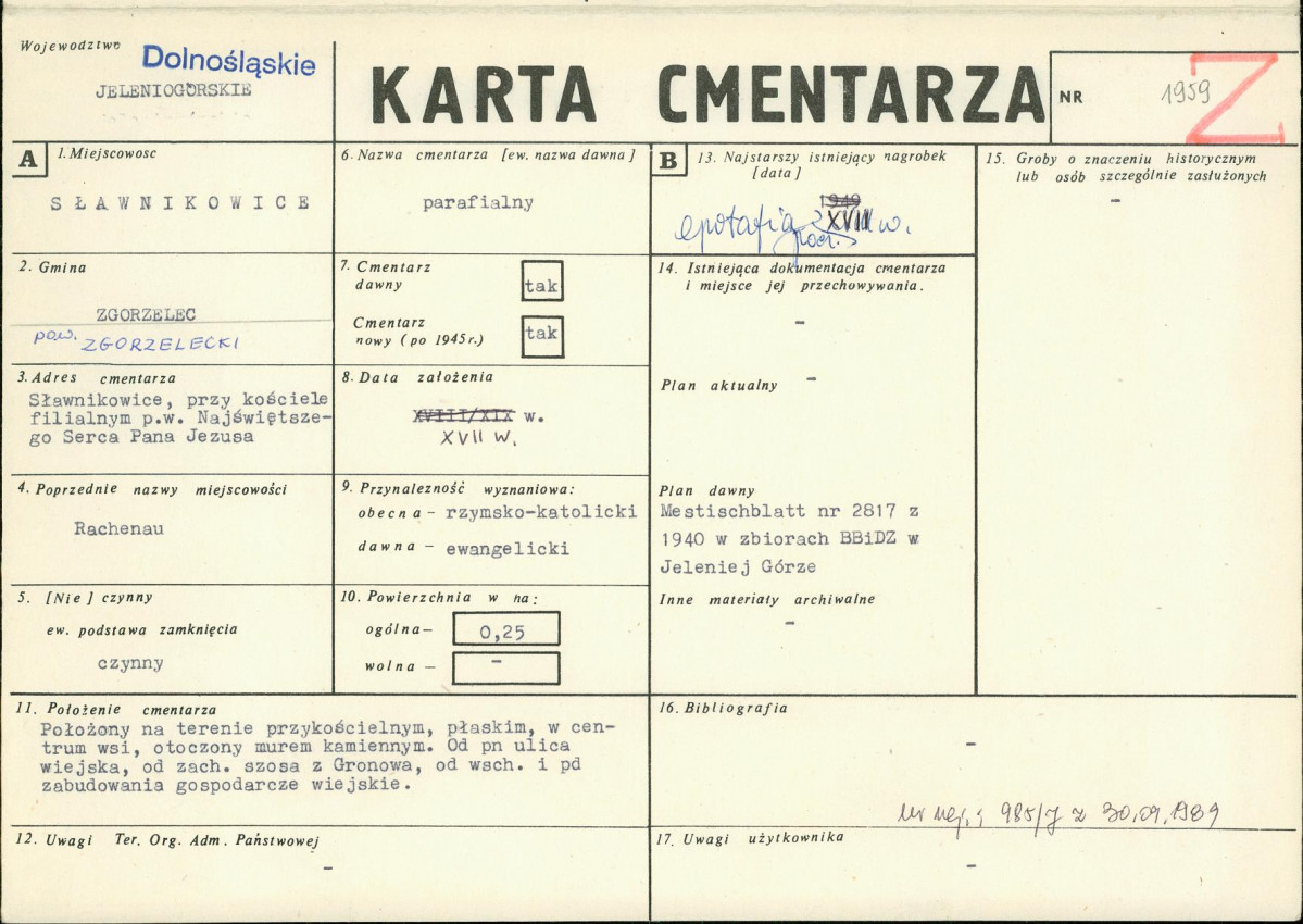 KC - Karta cmentarza, skan nr 1