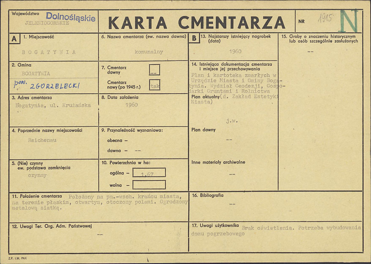 KC - Karta cmentarza, skan nr 1