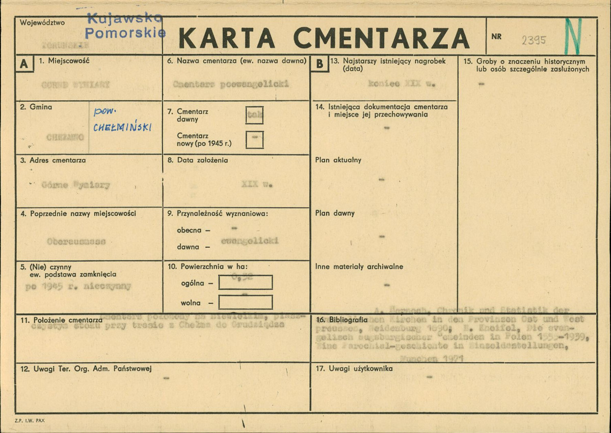 KC - Karta cmentarza, skan nr 1