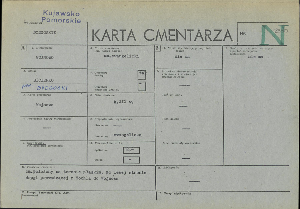 KC - Karta cmentarza, skan nr 1