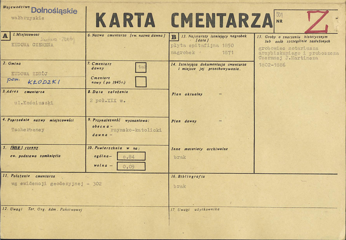 Karta cmentarza, skan nr 1