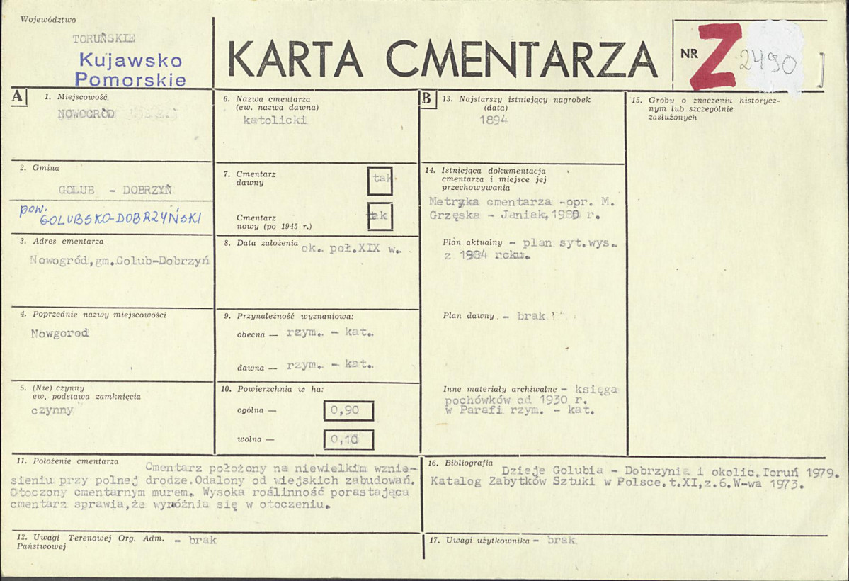 KC - Karta cmentarza, skan nr 1