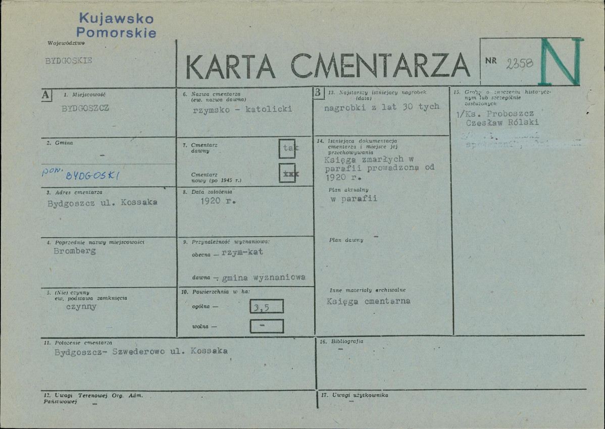 KC - Karta cmentarza, skan nr 1