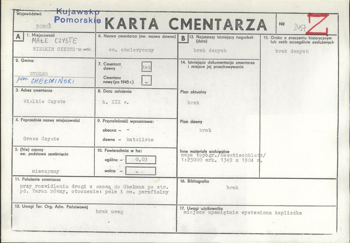 KC - Karta cmentarza, skan nr 1