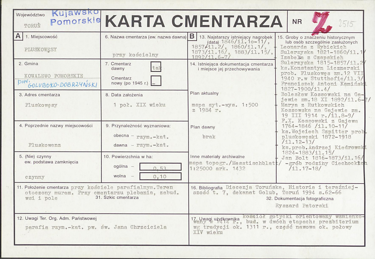 KC - Karta cmentarza, skan nr 1