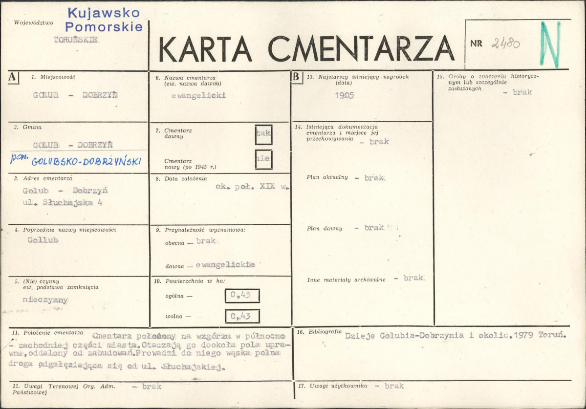 KC - Karta cmentarza, skan nr 1