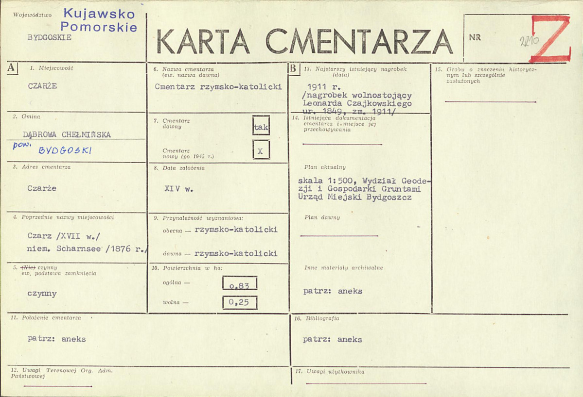 KC - Karta cmentarza, skan nr 1