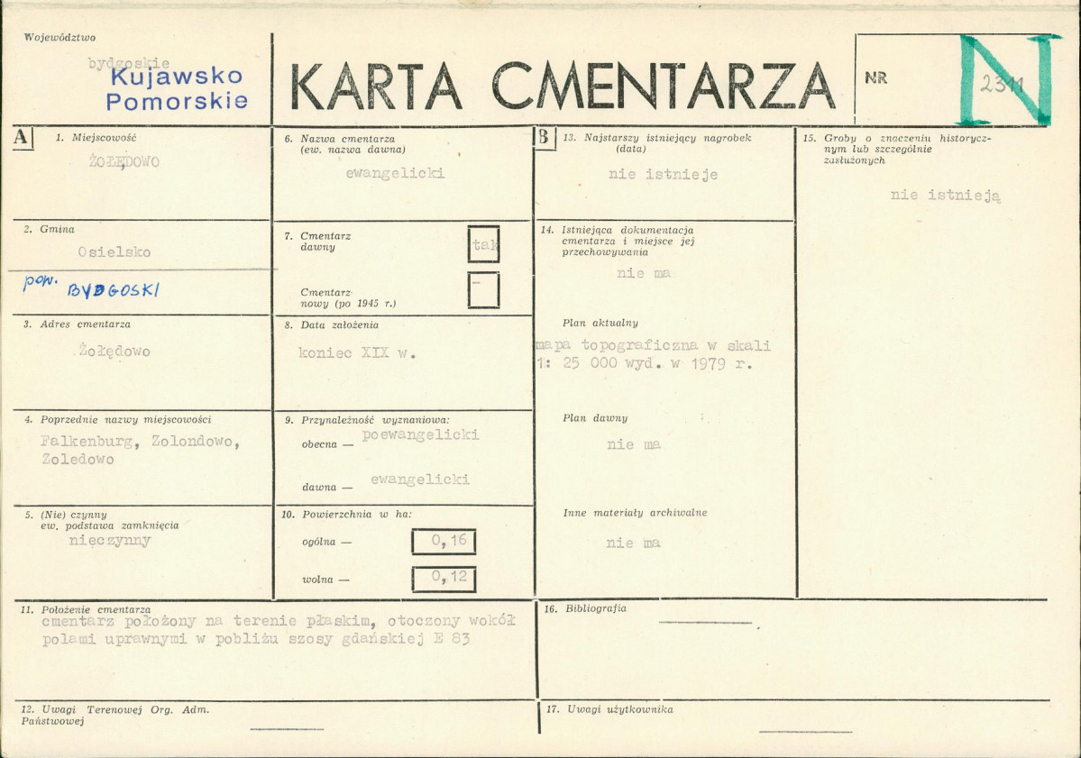 KC - Karta cmentarza, skan nr 1