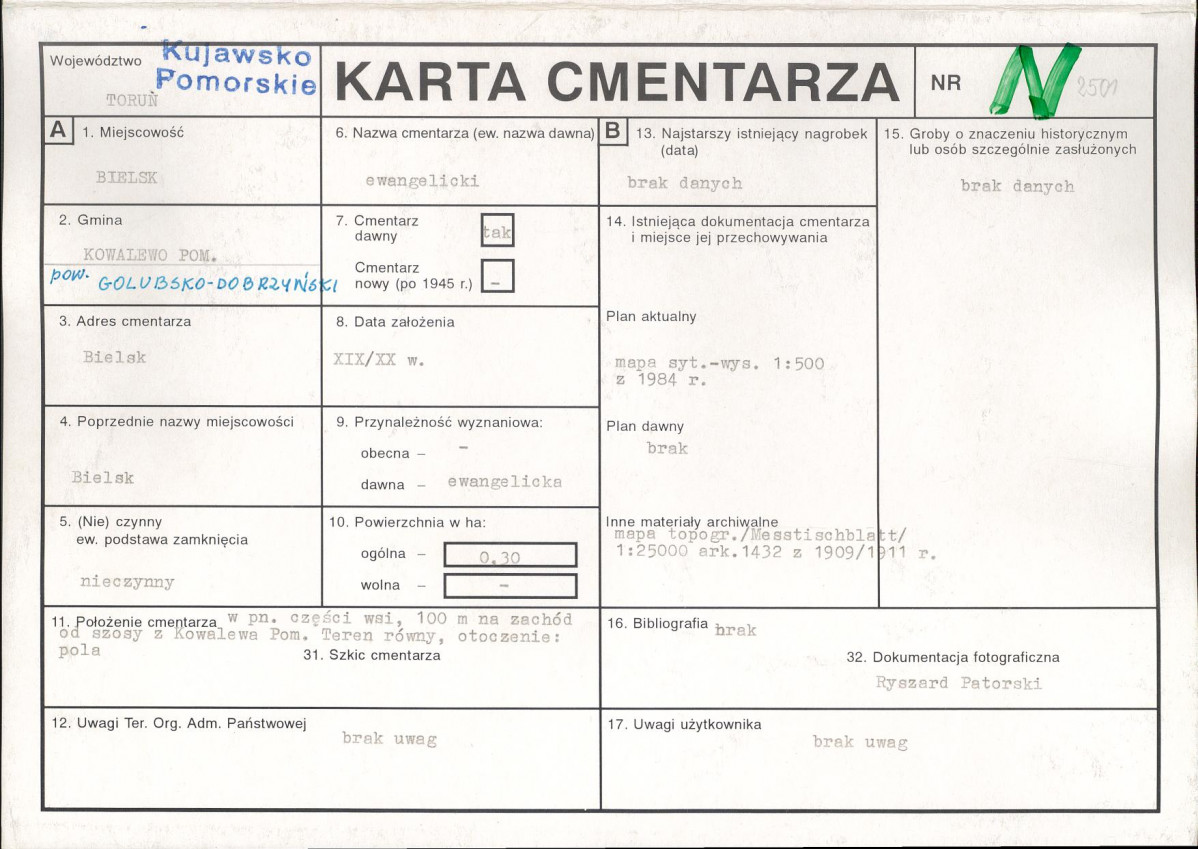 KC - Karta cmentarza, skan nr 1