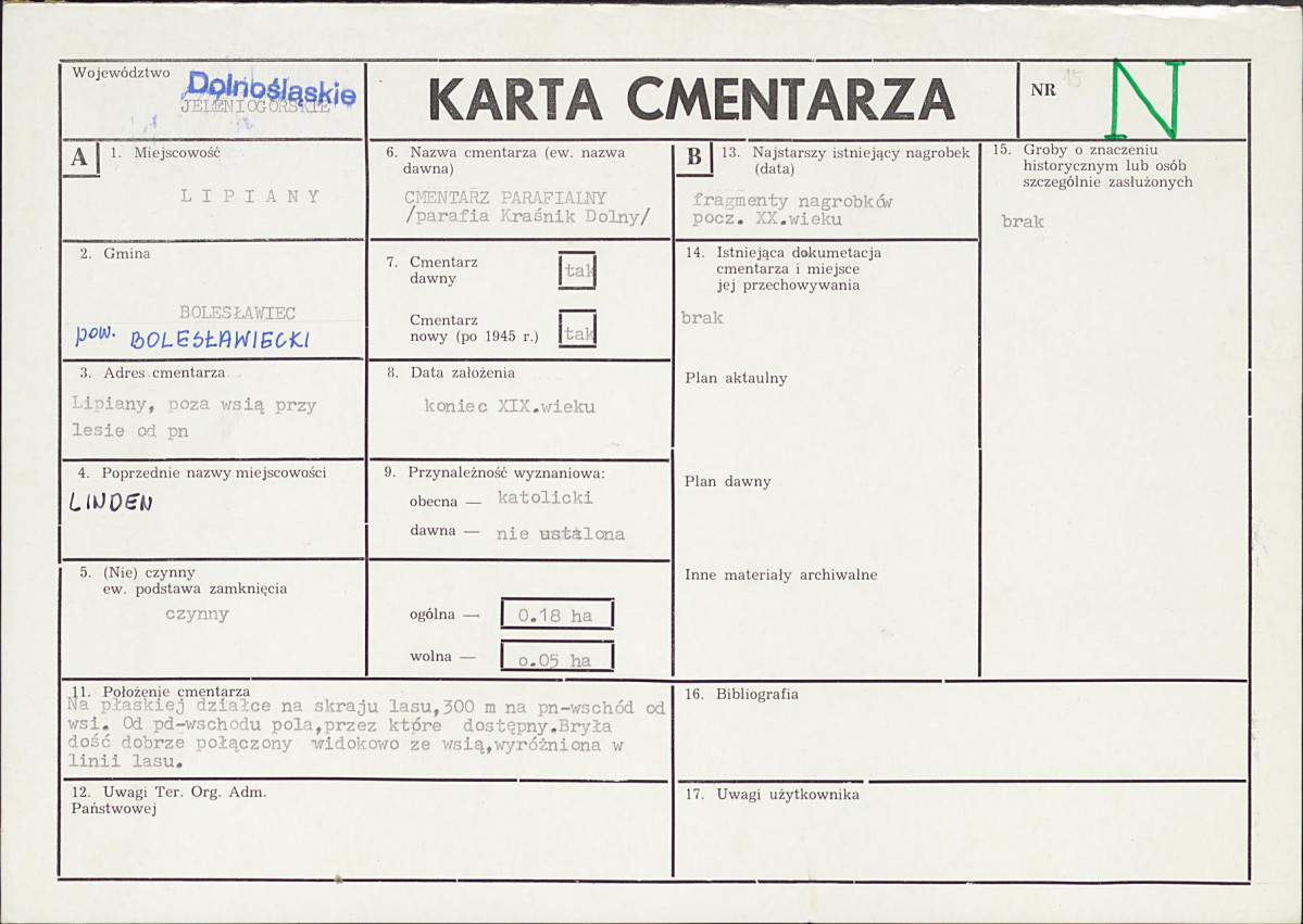 KC - Karta cmentarza, skan nr 1