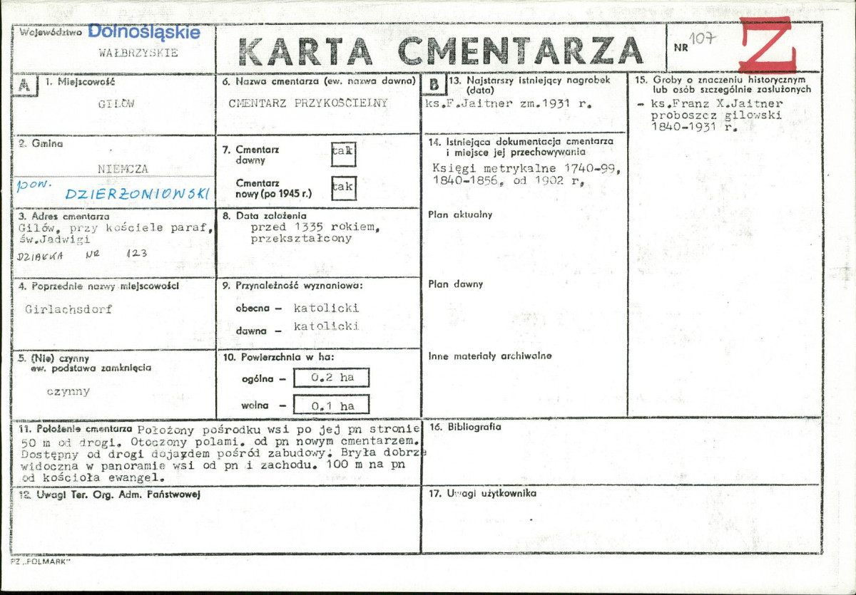 KC - Karta cmentarza, skan nr 1