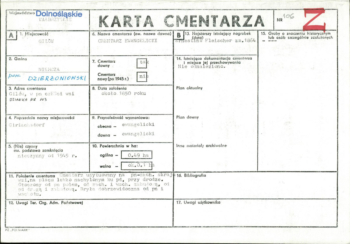 KC - Karta cmentarza, skan nr 1