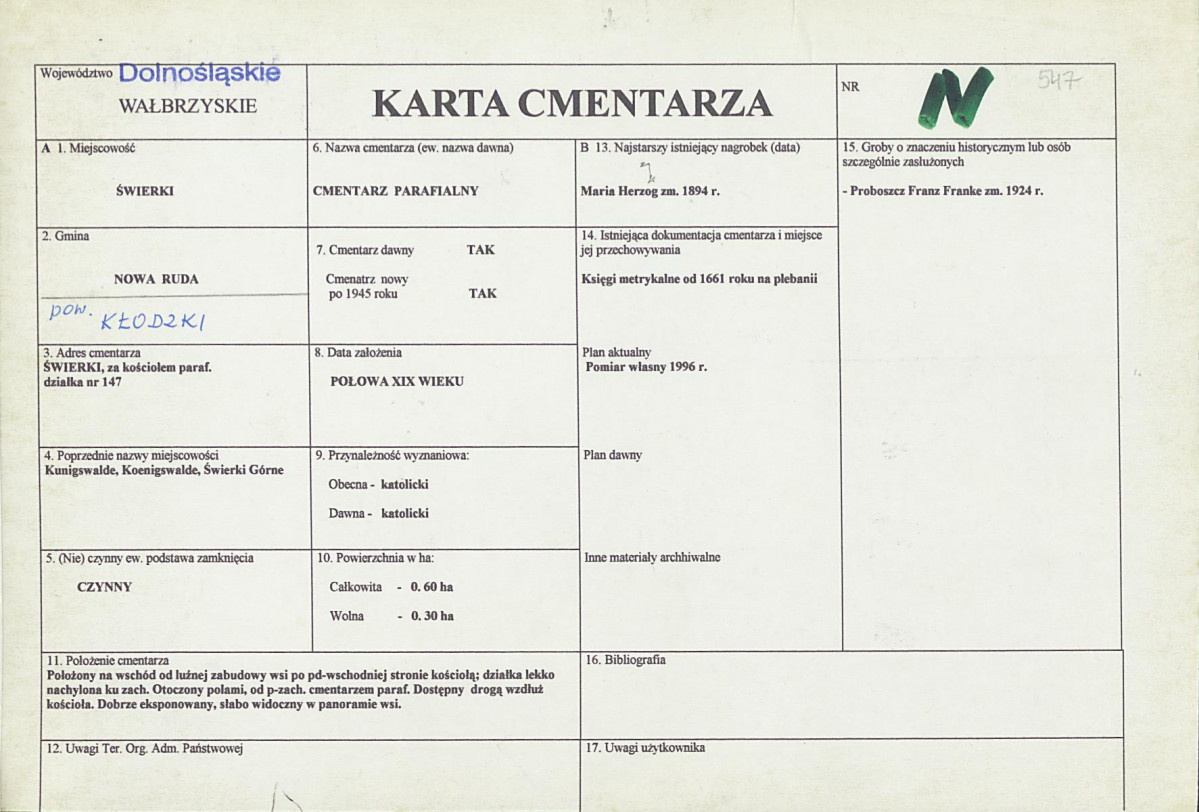 KC - Karta cmentarza, skan nr 1