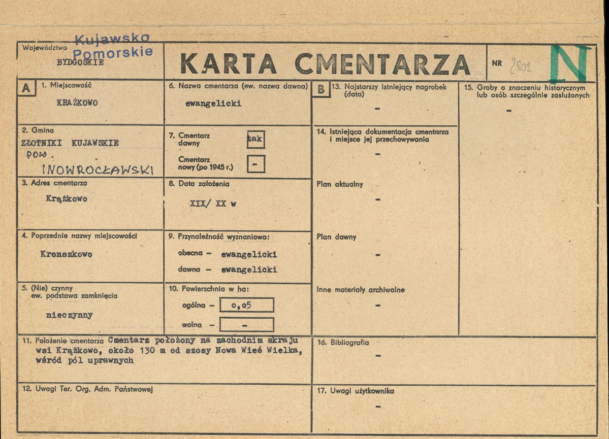 KC - Karta cmentarza, skan nr 1
