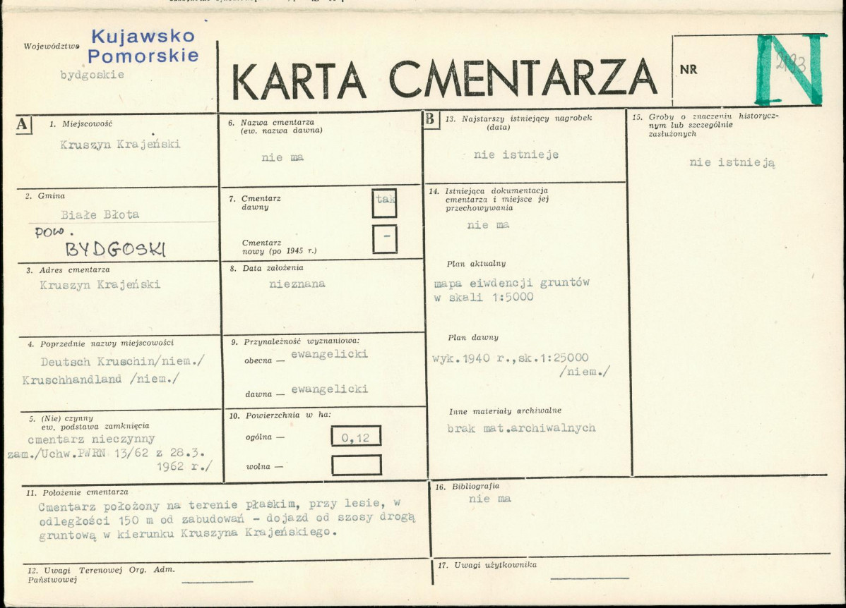 KC - Karta cmentarza, skan nr 1