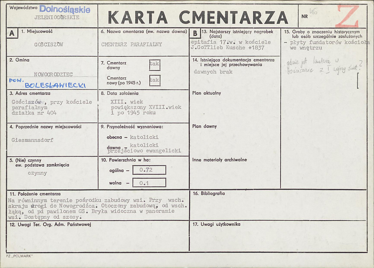 KC - Karta cmentarza, skan nr 1