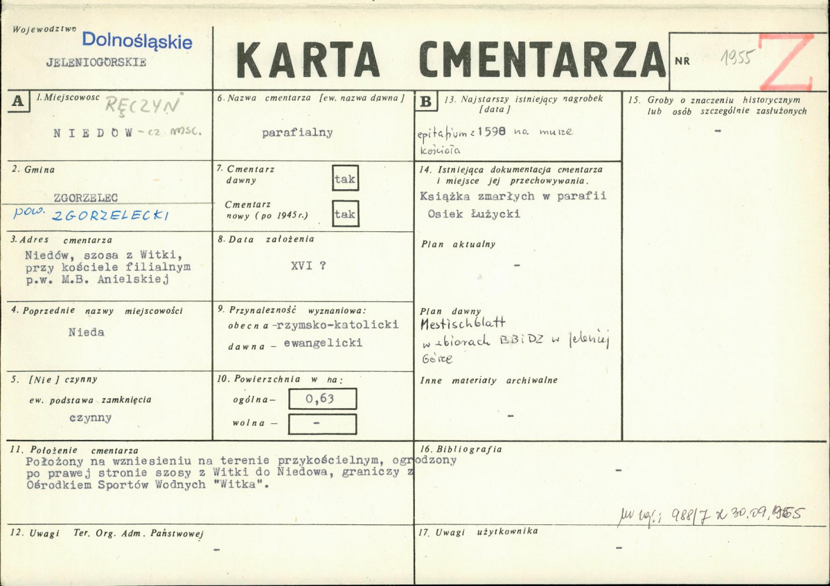 KC - Karta cmentarza, skan nr 1