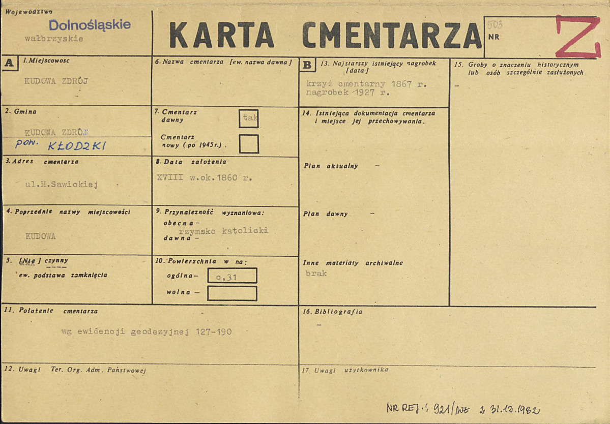 Karta cmentarza, skan nr 1