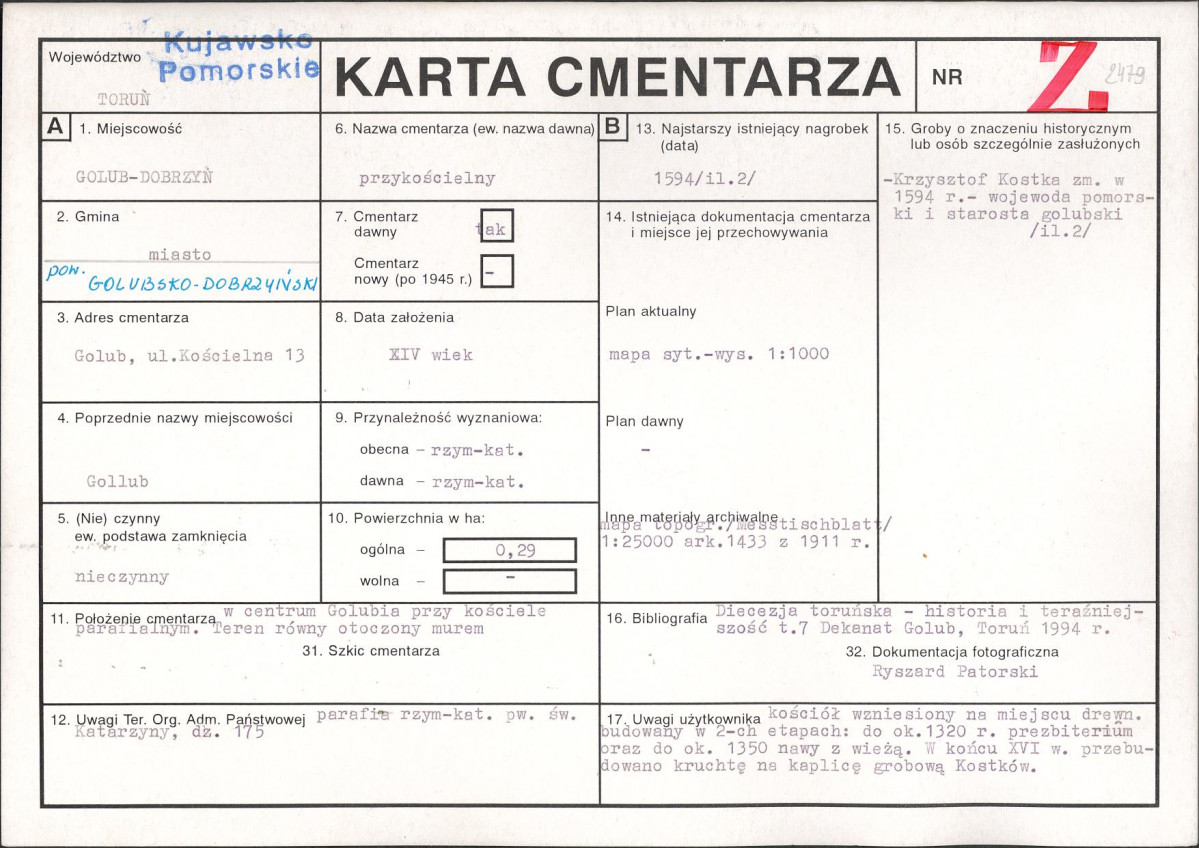 KC - Karta cmentarza, skan nr 1
