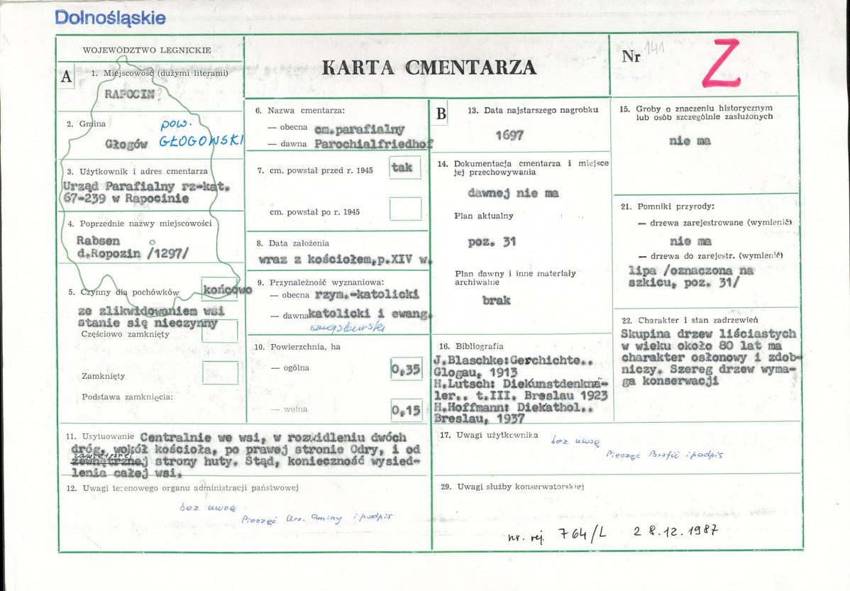 KC - Karta cmentarza, skan nr 1