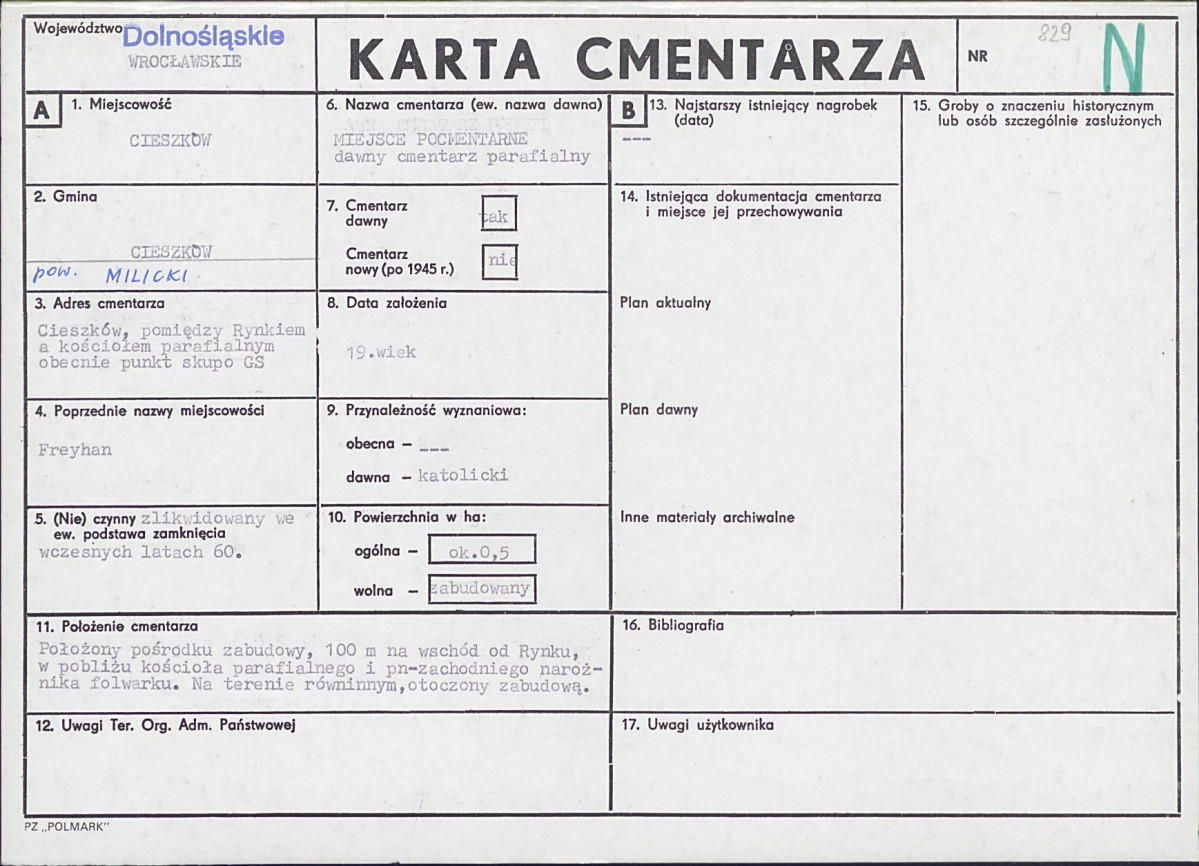 KC - Karta cmentarza, skan nr 1