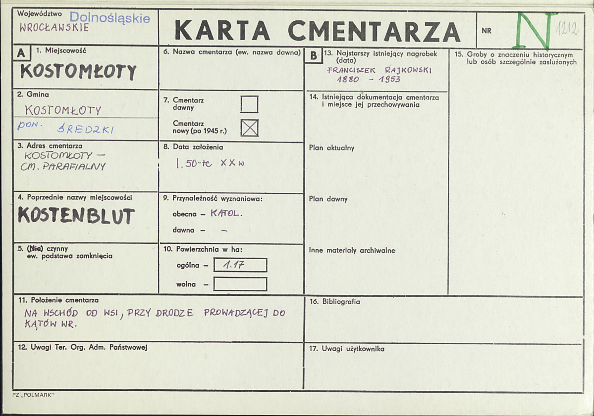Karta cmentarza, skan nr 1