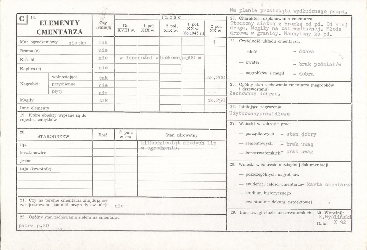 Karta cmentarza, skan nr 2