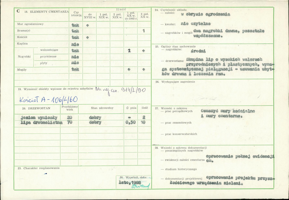 Karta cmentarza, skan nr 2