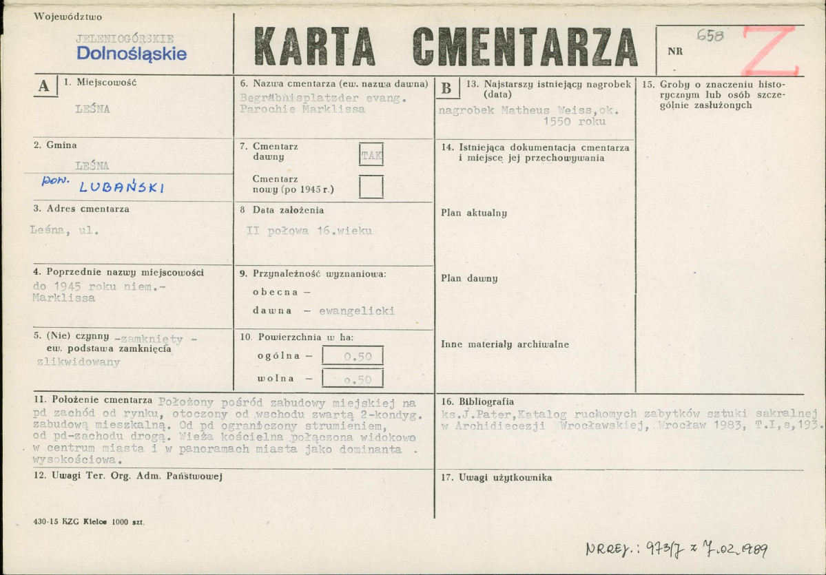 KC - Karta cmentarza, skan nr 1