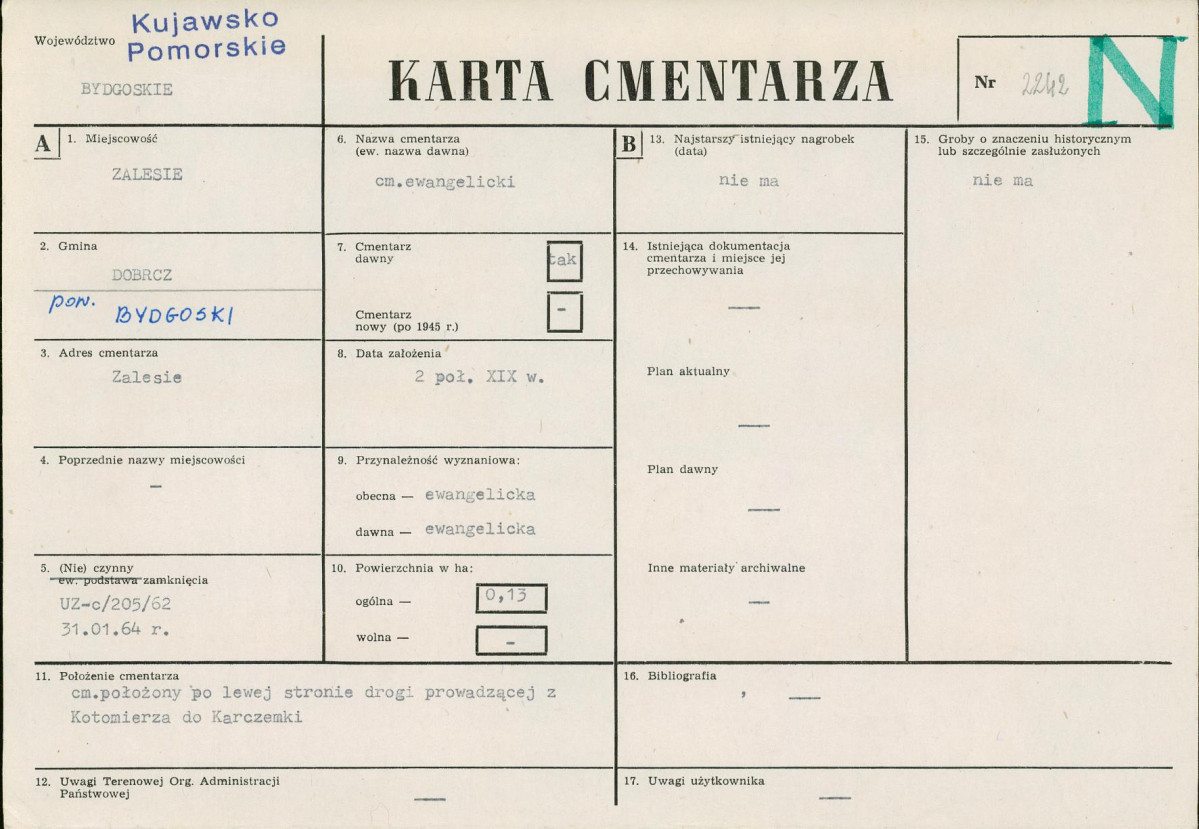 KC - Karta cmentarza, skan nr 1