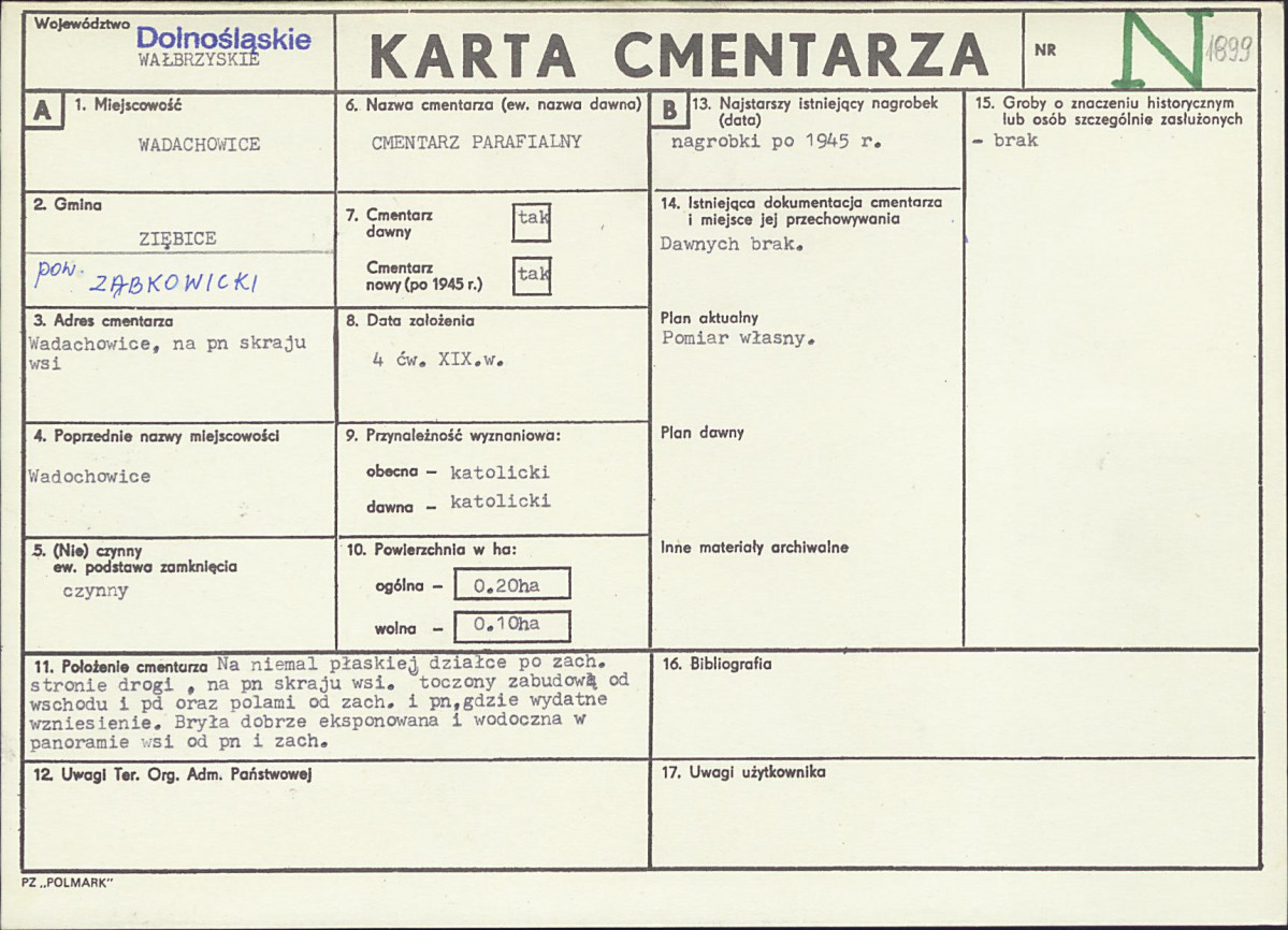 KC - Karta cmentarza, skan nr 1