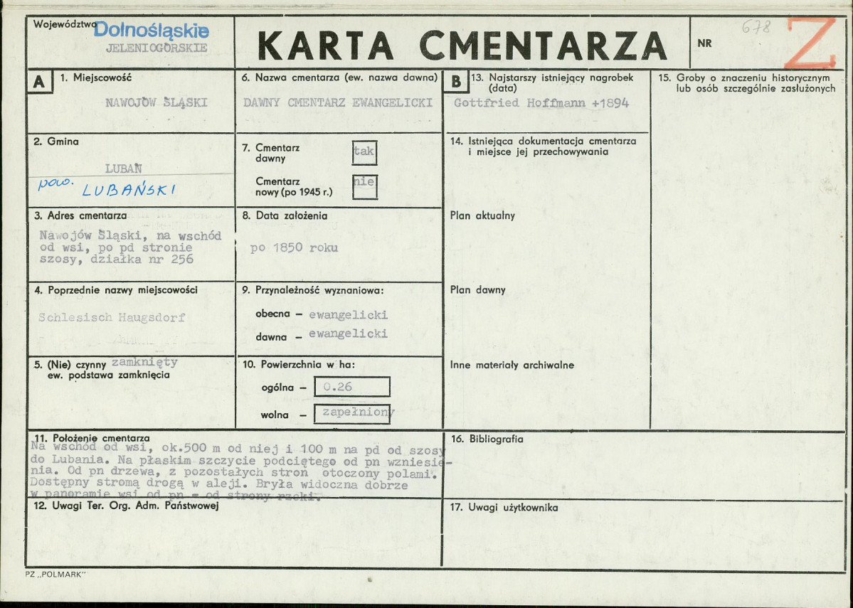 KC - Karta cmentarza, skan nr 1