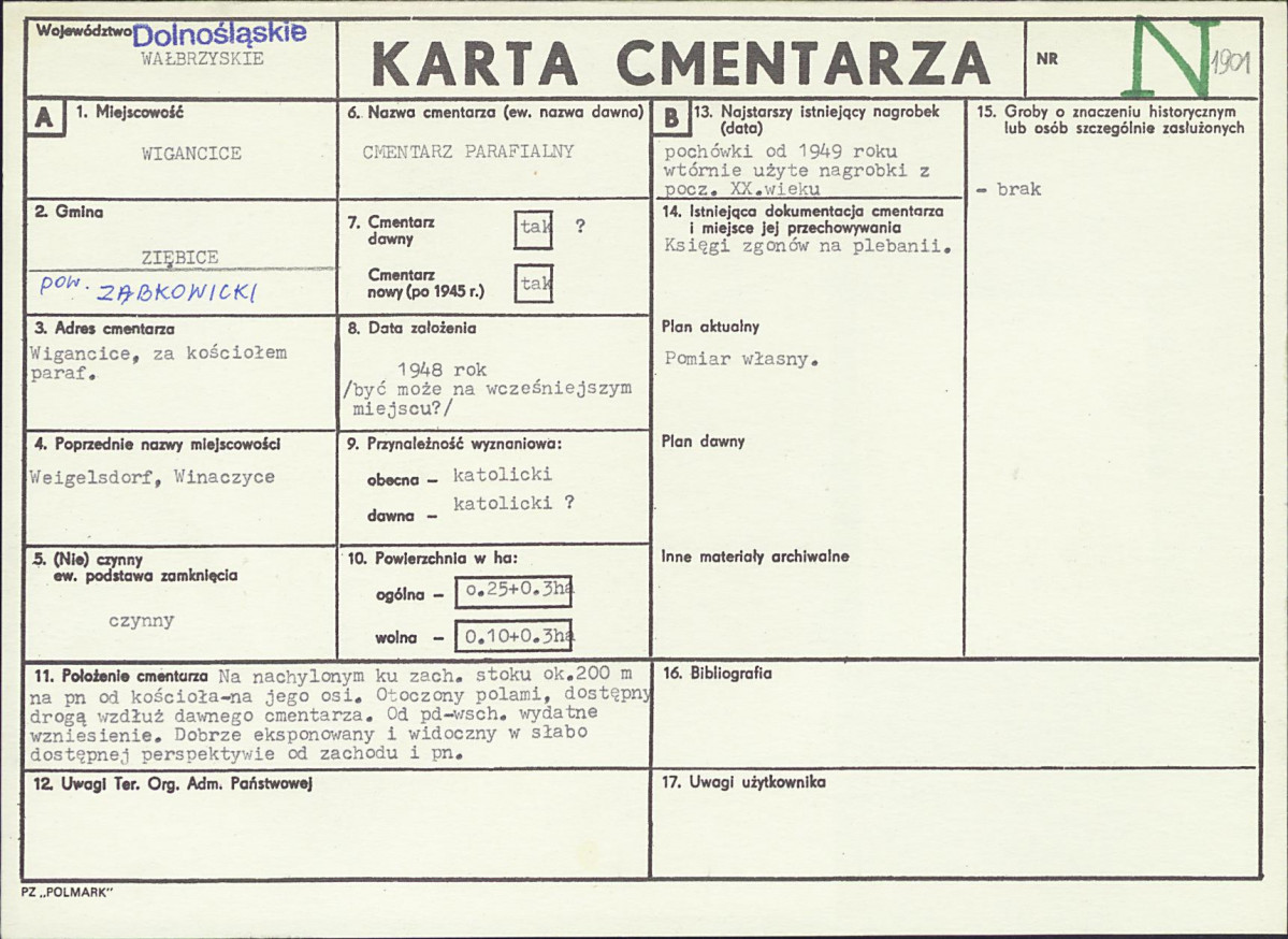 KC - Karta cmentarza, skan nr 1
