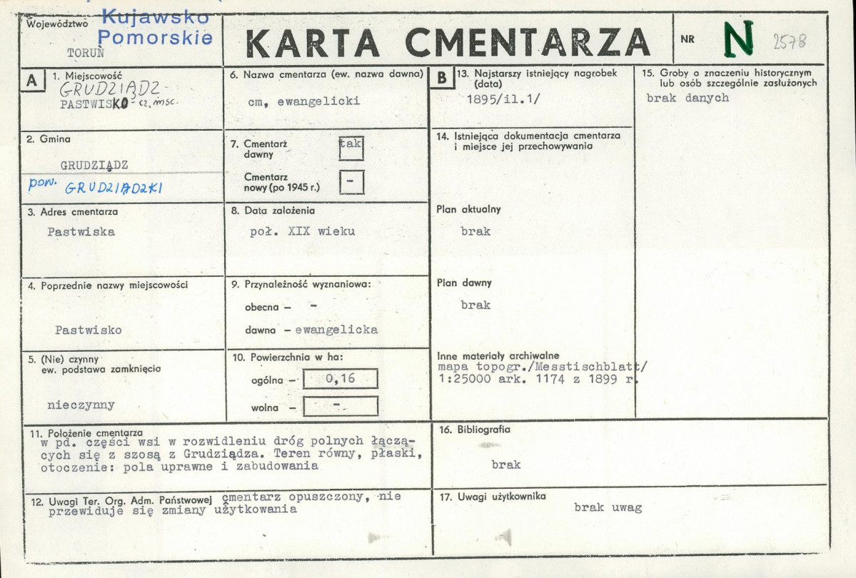 KC - Karta cmentarza, skan nr 1
