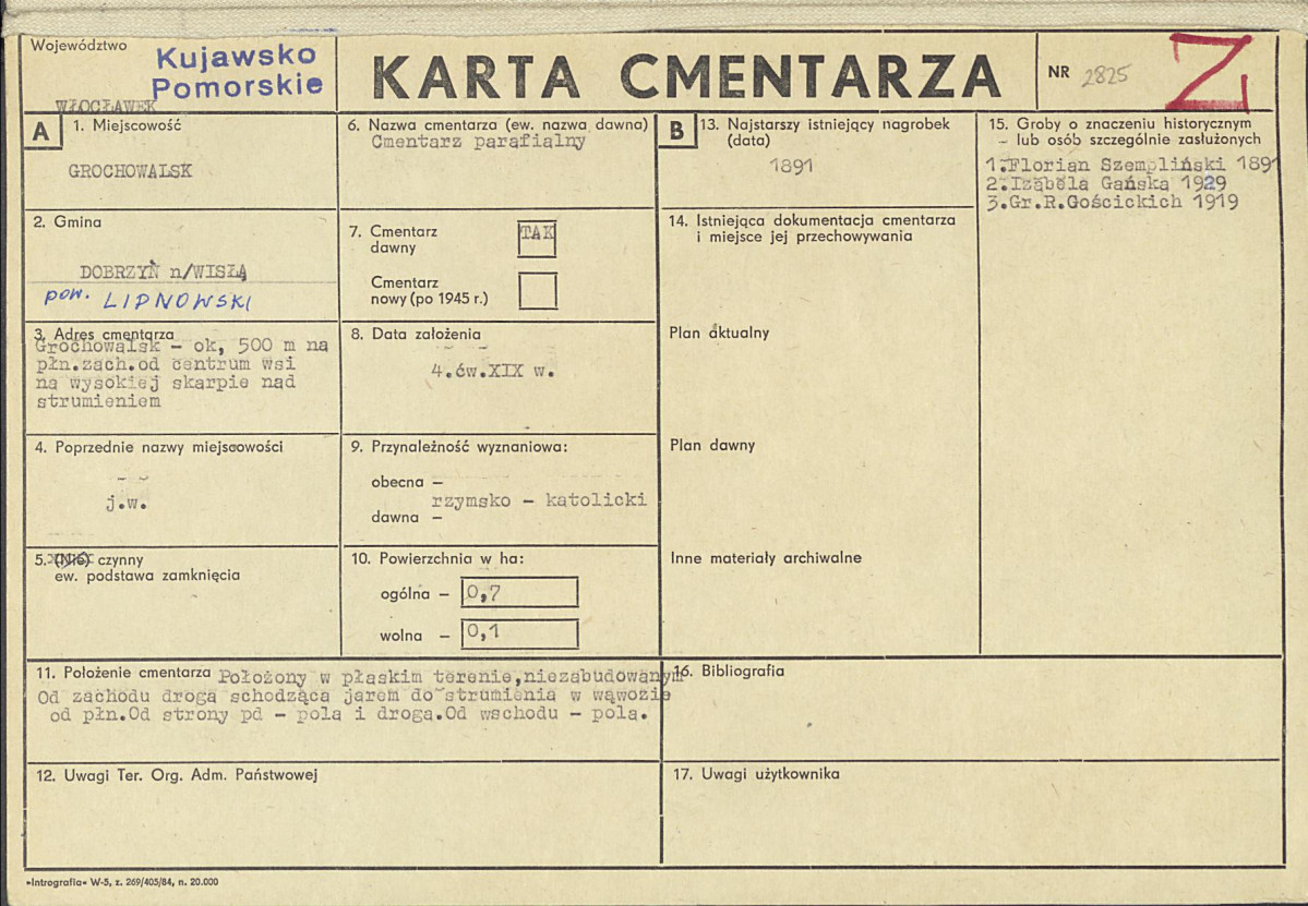 KC - Karta cmentarza, skan nr 1