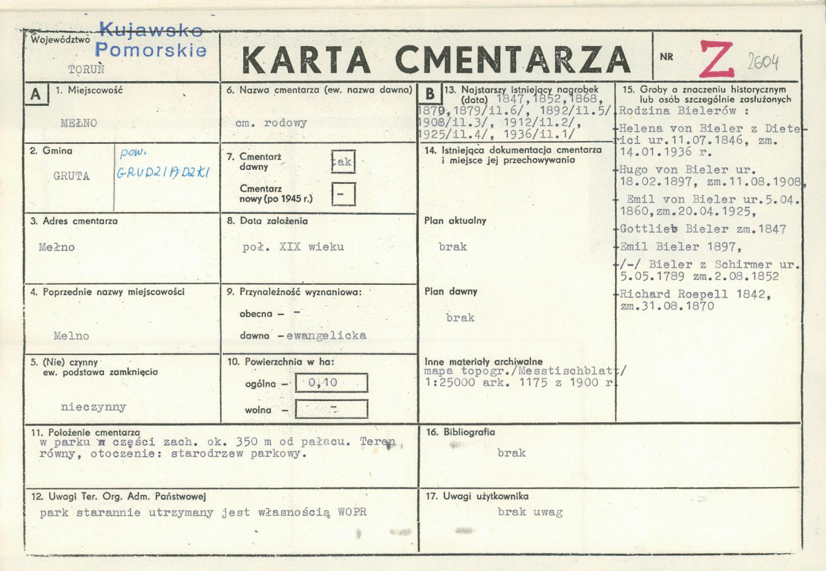 KC - Karta cmentarza, skan nr 1