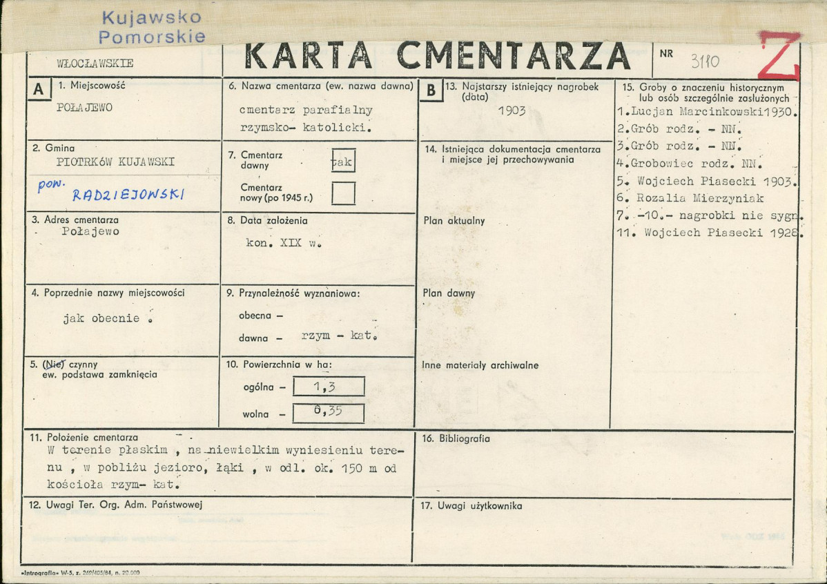KC - Karta cmentarza, skan nr 1