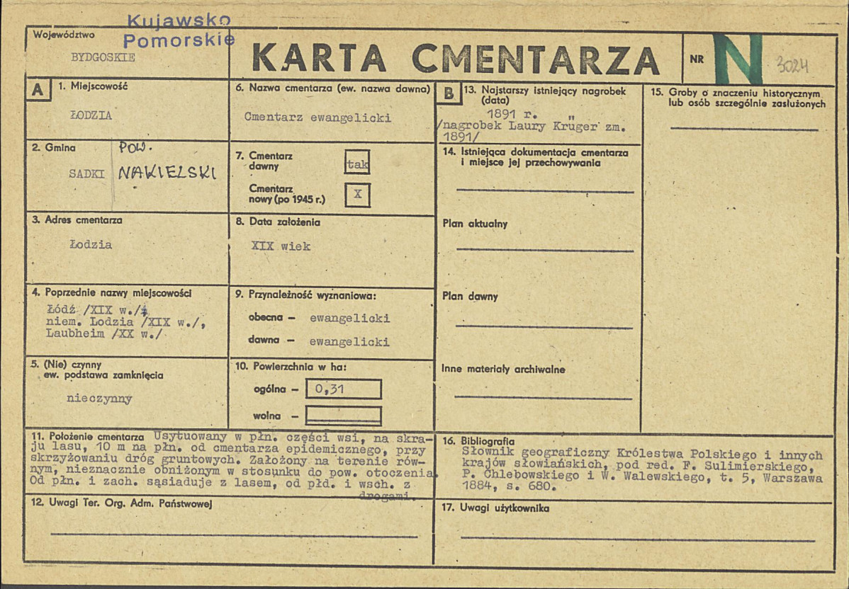 KC - Karta cmentarza, skan nr 1