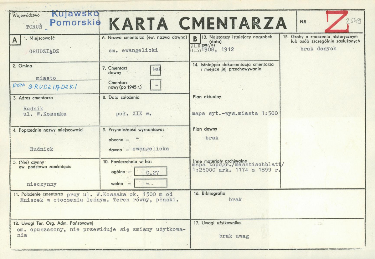 KC - Karta cmentarza, skan nr 1