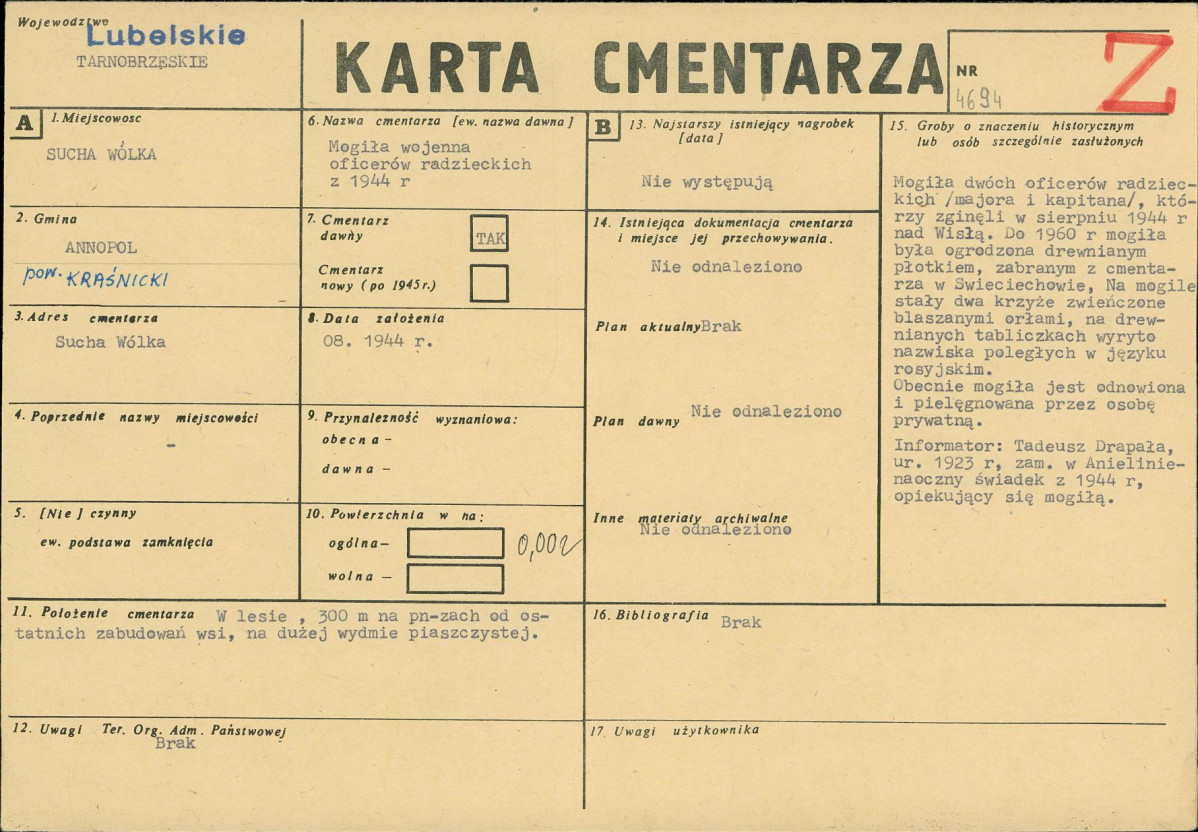 KC - Karta cmentarza, skan nr 1
