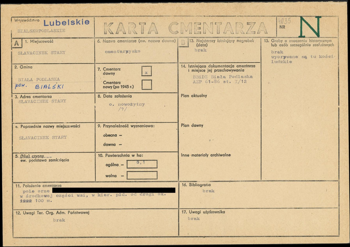 KC - Karta cmentarza, skan nr 1